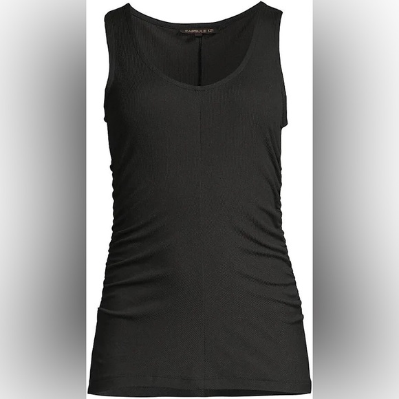 NWT Capsule121 TheBopp Black Ruched Side Tank Top Size M - Picture 2 of 8